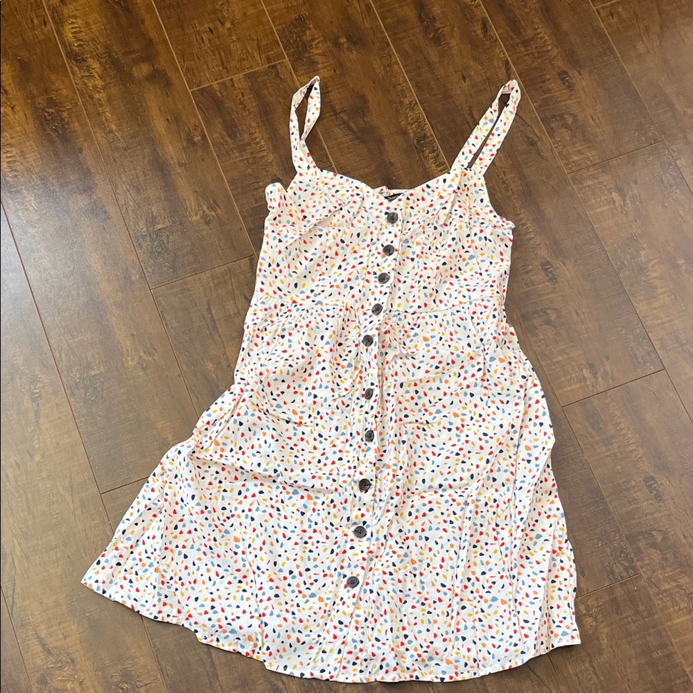 Banana Republic White Mini Dress with Multicolor Dots